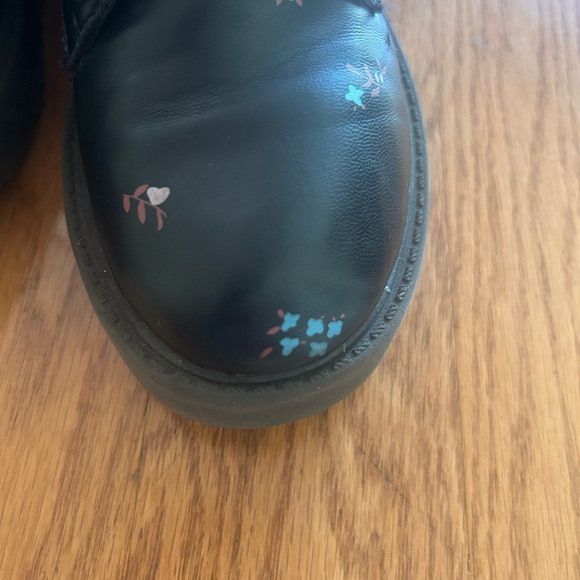 ZARA Floral Black Side Zipper Lace-up Combat Moto Boots Kids' Sz EU 32/ US 1 - Picture 5 of 7